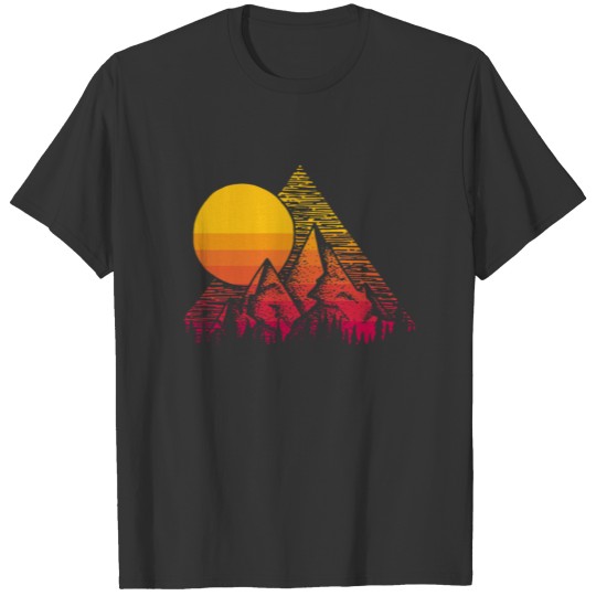 Retro Sun Geometric Mountain Art Outdoor Lover T-shirt