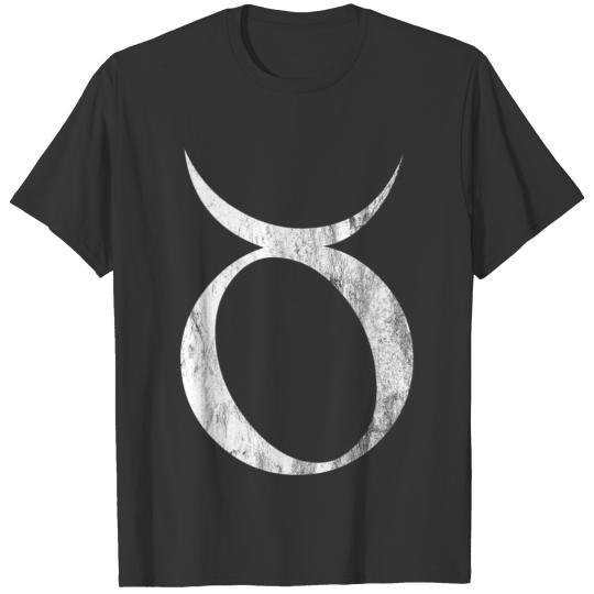 Distressed White Taurus Zodiac Sign T Shirts