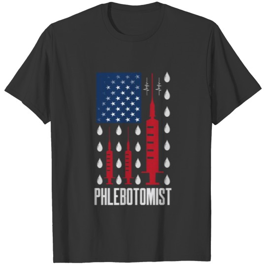 Phlebotomist Flag USA Phlebotomy Technician Gifts T-shirt