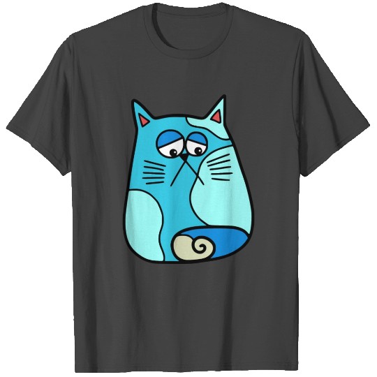Colorful cat cartoon sad doodle cat T Shirts