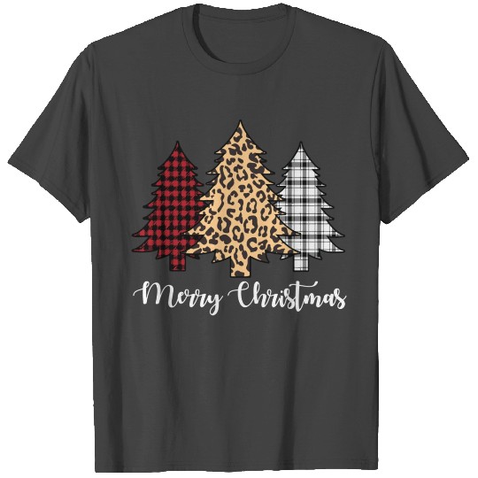 Merry Christmas Trees Leopard Buffalo Plaid Animal T Shirts