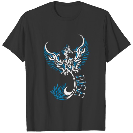 PHOENIX Tattoo/Tribal art - White and Blue,, T-shirt