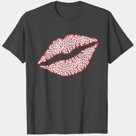 Red Leopard Cheetah Animal Print Kiss Lips T Shirts