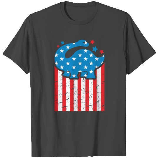 USA Dino Brontosaurus Flag Independence Day Gift T Shirts