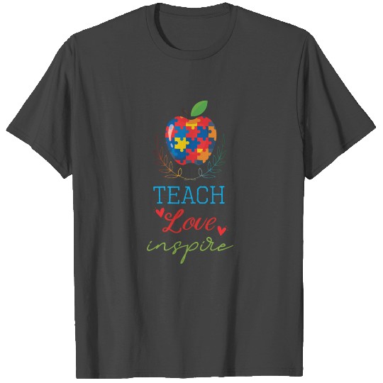 Autism Teacher Love Inspiration Puzzle T Shirts