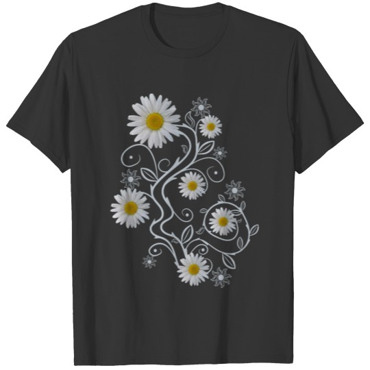 daisy flowers white daisies bloom floral ornaments T Shirts