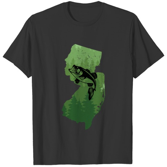 New Jersey Map Bass Fishing Shirt New Jersey Map B T-shirt