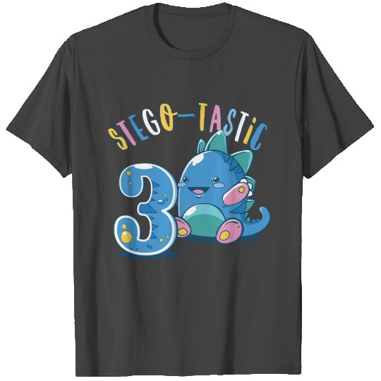 STEGO-Tastic Third birthday 3rd Dino Stegosaurus T Shirts
