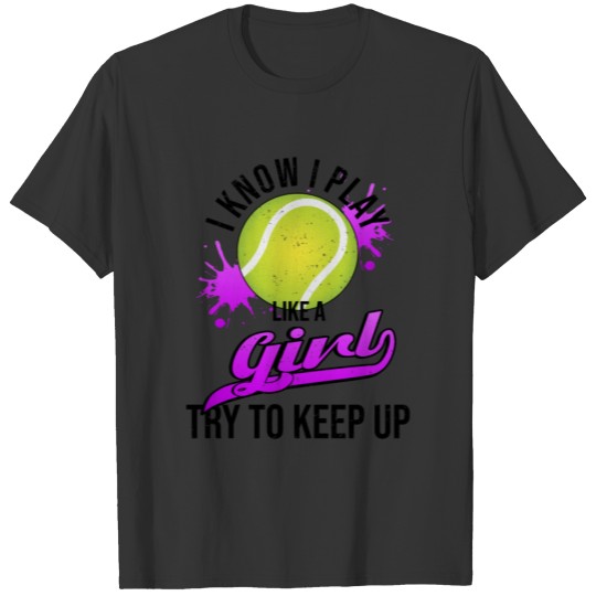 Tennis Court Tennis Ball Ladies Tennis Girl T-shirt