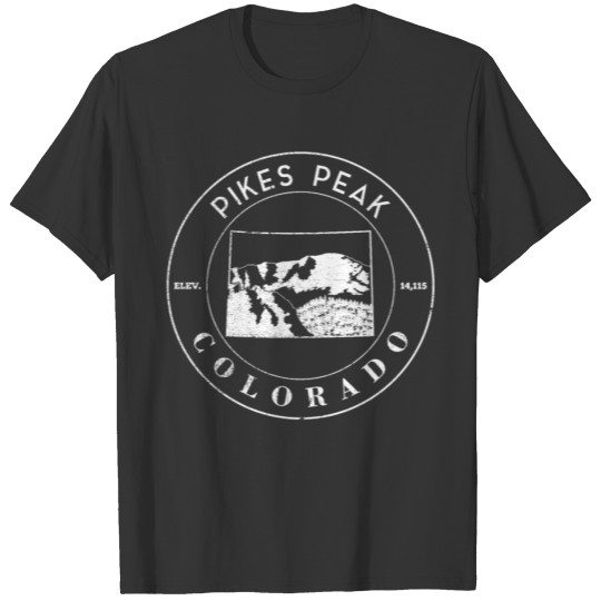 Colorado Mountain State Shape Hiking Pikes Peak T-shirt