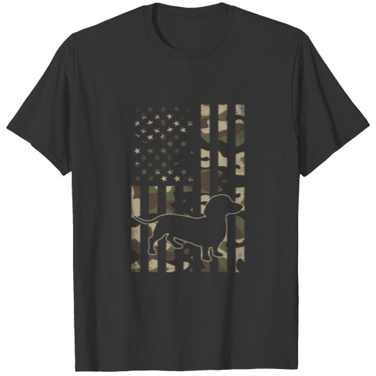 Weiner camo american flag Dachshund, weiner dog T Shirts