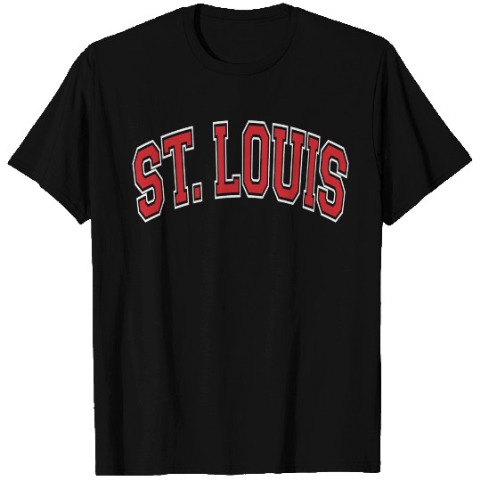 St Louis Missouri Varsity Style Red Text T Shirts