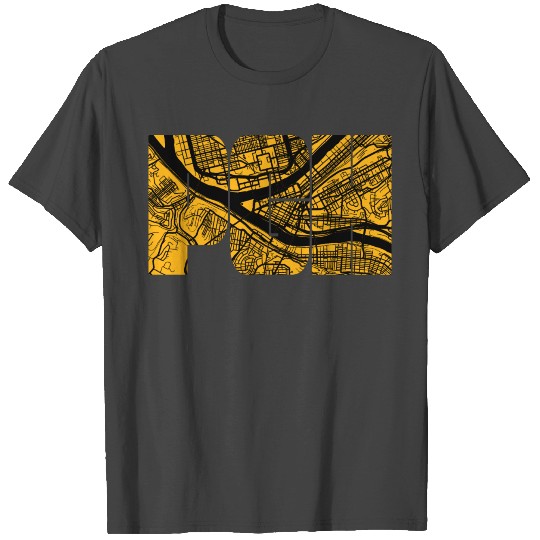 Pittsburgh PGH Steel City Map Pennsylvania Home T Shirts