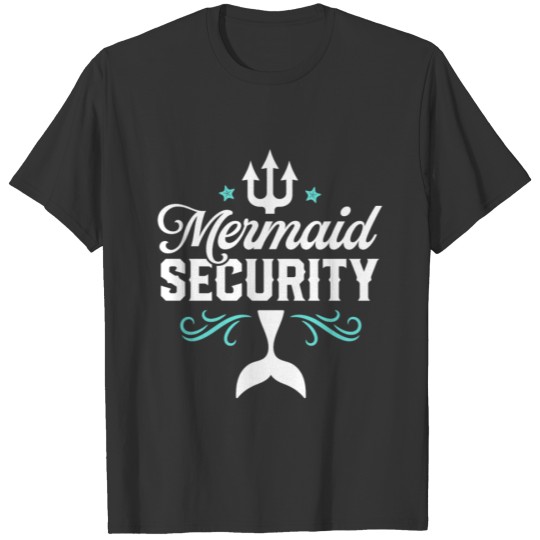 Mermaid Security Funny Merman Swimmer Swimming Bir T-shirt