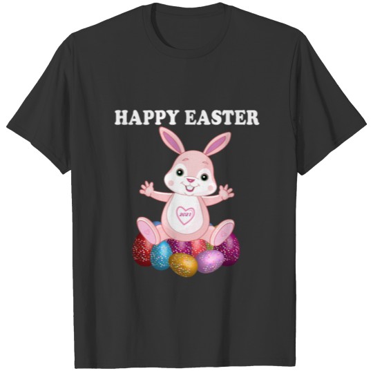 Happy adorable bunnie on easter holidays T-shirt