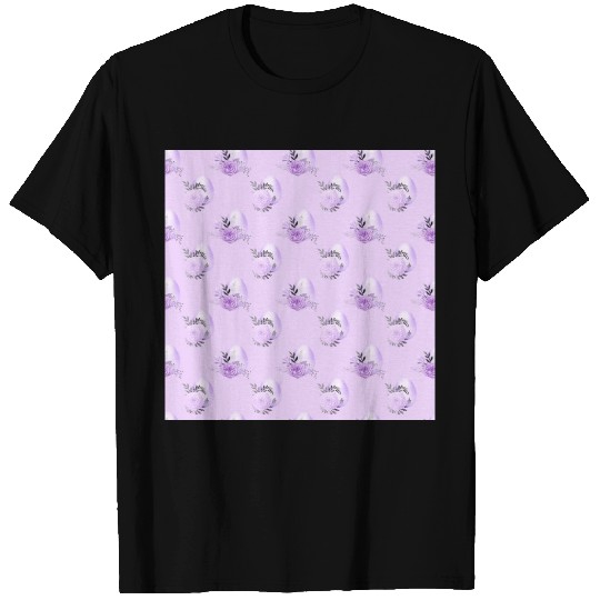 Purple Flower Botanical Easter Egg Style Pattern T Shirts