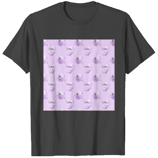 Purple Flower Botanical Easter Egg Style Pattern T Shirts