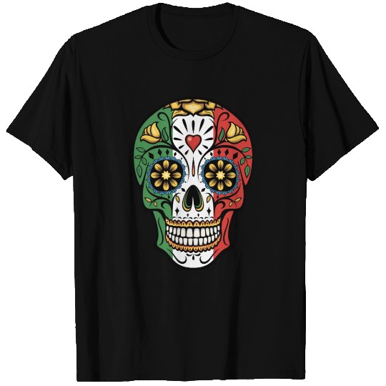 Cinco de Mayo Sugar Skull Calavera Mexican Flag T Shirts