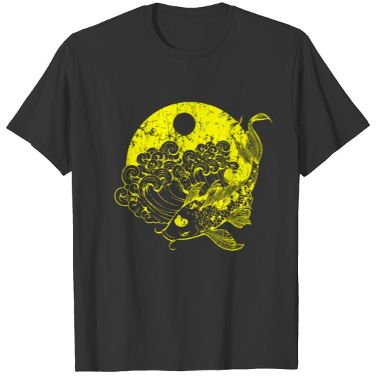 Yellow Japanese Koi Fish Carp Design T-shirt