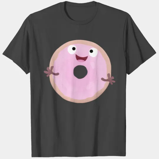 Cute happy pink glazed donut cartoon T Shirts