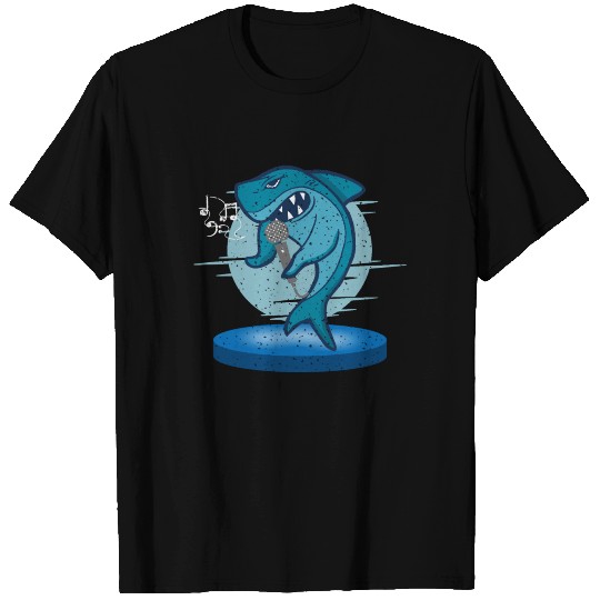 Shark Singing On Stage With Microphone for Shark T Shirts