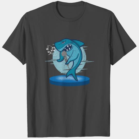 Shark Singing On Stage With Microphone for Shark T Shirts