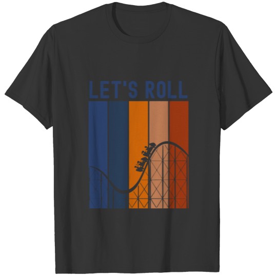 Let's Roll Roller Coaster Vertical Stripes Sunset T-shirt