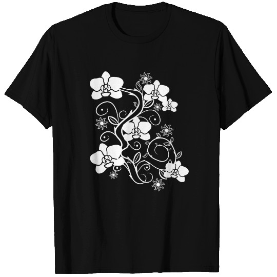 white orchids, bloom, blossoms, floral ornaments T Shirts