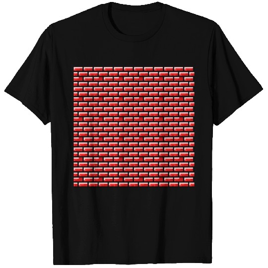 Pixel retro brick wall pattern red T Shirts