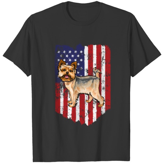 American Flag Yorkshire Terrier 4th Of July USA T Shirts