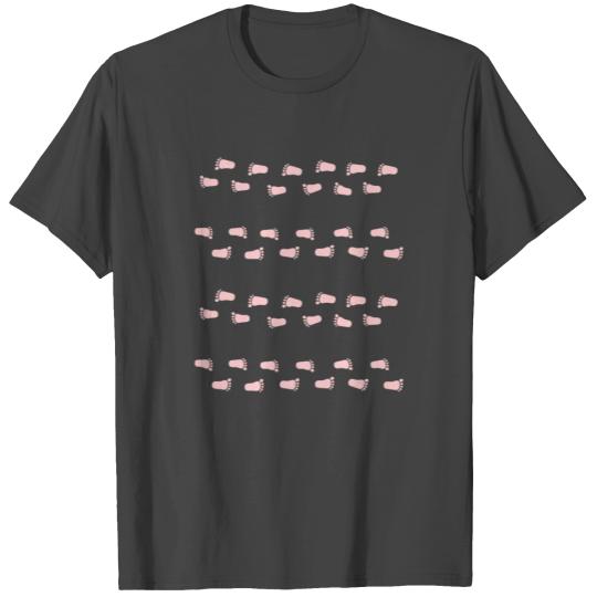 Summer fun- Cool light pink footsteps pattern T Shirts