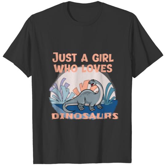 Brontosaurus grey Just a girl who loves dinosaurs T Shirts