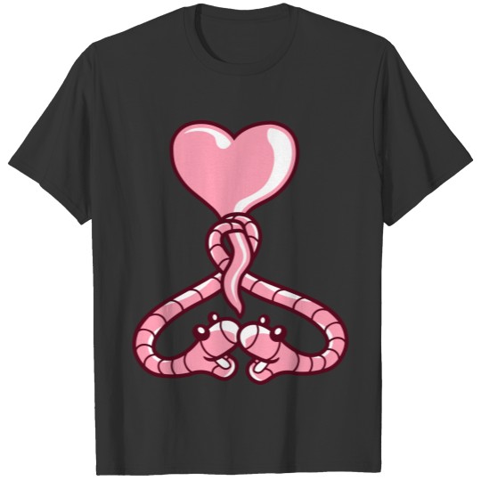 Heart balloon worms T-shirt