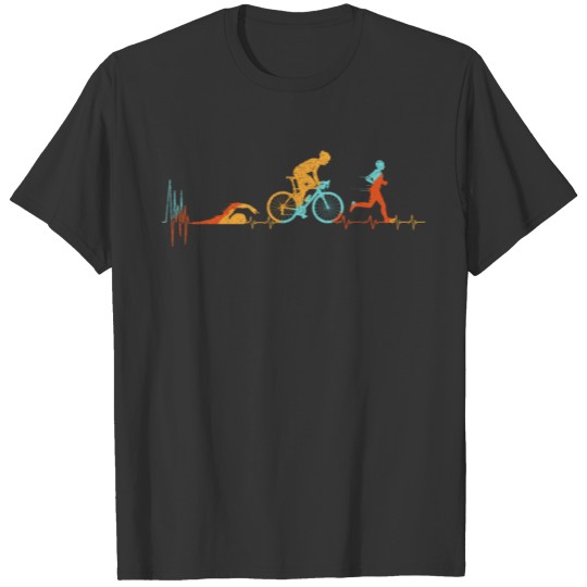 Triathlon Heartbeat Marathon Running Race T-shirt