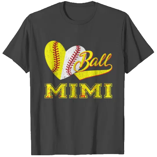 Baseball Softball Ball Heart Mimi Mothers Day s T Shirts