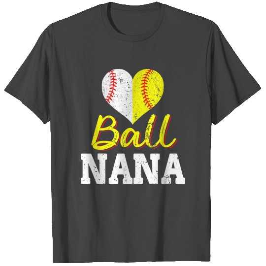 Baseball Softball Ball Heart Nana Mothers Day s T Shirts