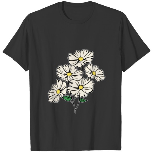 White Daisy floral Hand Drawn Gardening Gift T Shirts