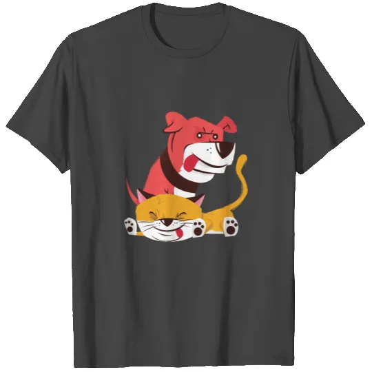 silly cat and silly dog T Shirts