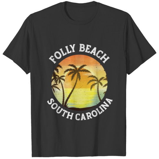 Vintage Folly Beach South Carolina Retro Travel T-shirt
