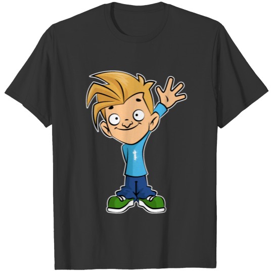 Cute Boy Graphic Design Waving Hand For Boys And T Shirts