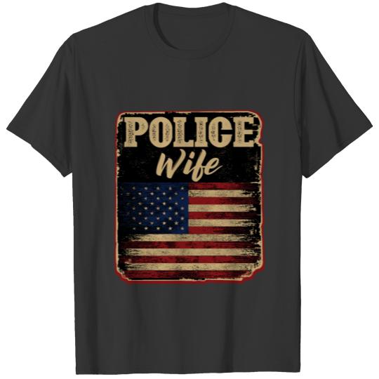 Police Wife American Flag Woman Police Officer T-shirt