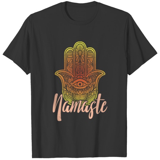 Hamsa Fatima Hand Evil Eye Namaste Spiritual Yoga T-shirt