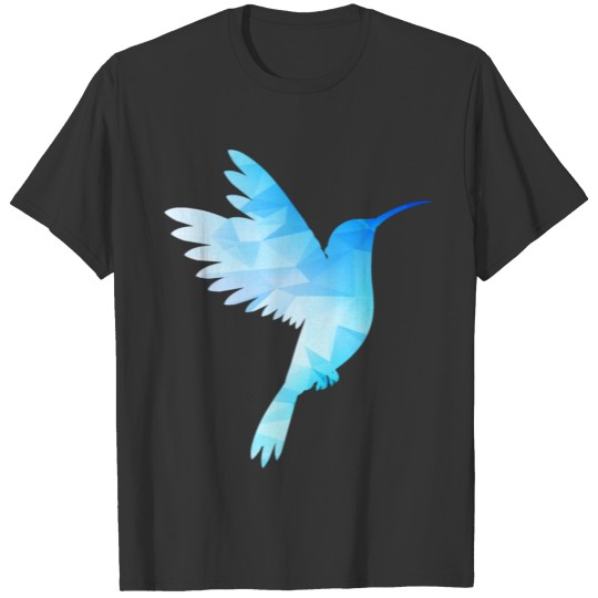 Hummingbird white blue bird low poly flies exotic T Shirts