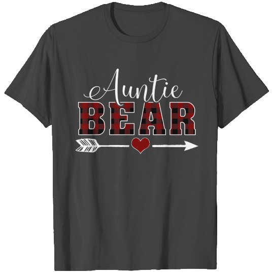 Auntie Bear Buffalo Plaid Arrow Heart Aunt Chris T Shirts