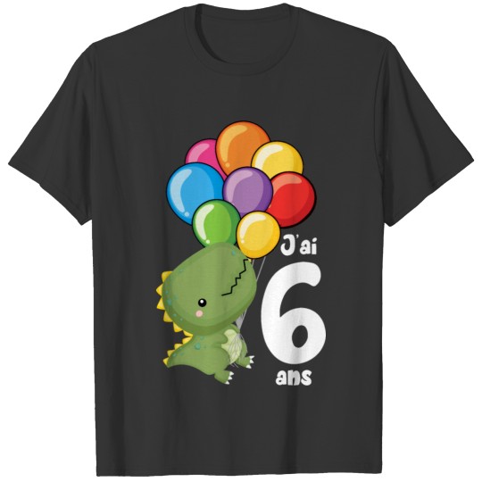 Enfants Sixième Anniversaire Dinosaure J'ai 6 Ans T-shirt