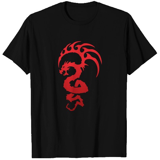 Japanese Red Dragon Geometric Design - Dragon T Shirts