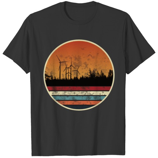 Wind park sun set - renewable energy T Shirts