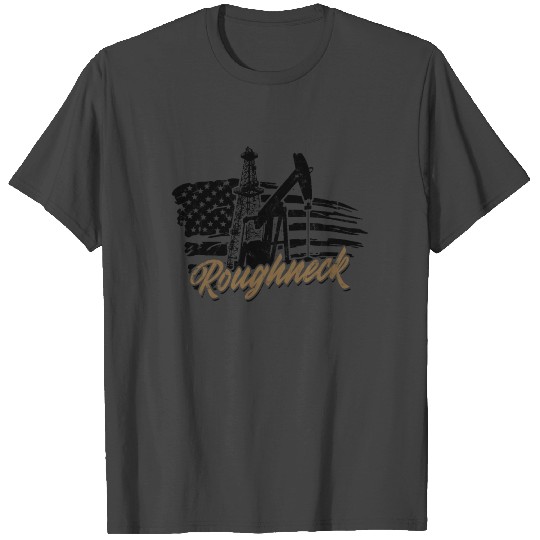 Roughneck - US Flag Oil Drilling Oilfield Patriot T Shirts