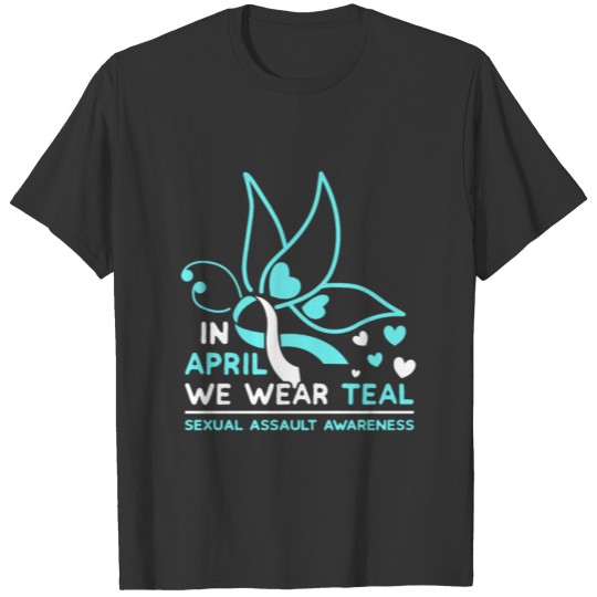 April Wear Teal Butterfly Sexual Awareness Gifts T Shirts