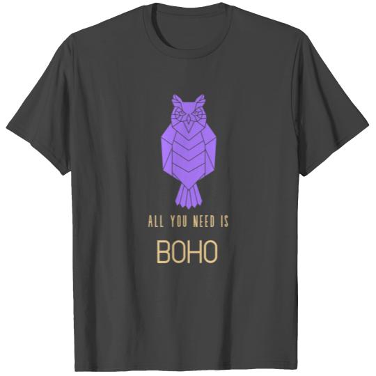 Bohemian Owl Feather Retro Retro TEAM Boho Design T Shirts